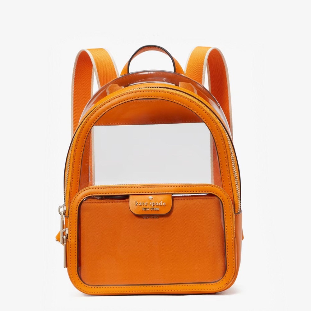 ♠️Kate Spade Clare Clear See Through Stadium Backpack, Turmeric Root Multi NWT